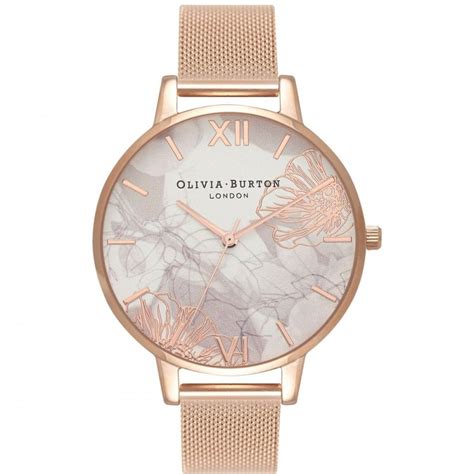 Olivia Burton Ladies Abstract Florals Mesh Bracelet Watch Ob16vm15