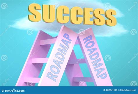 Roadmap Ladder that Leads To Success High in the Sky, To Symbolize that