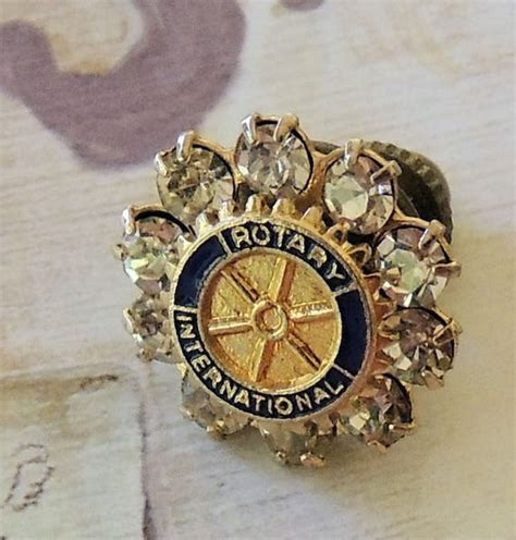 Vintage Rotary International Pin Rhinestone Pin Mens Jewelry