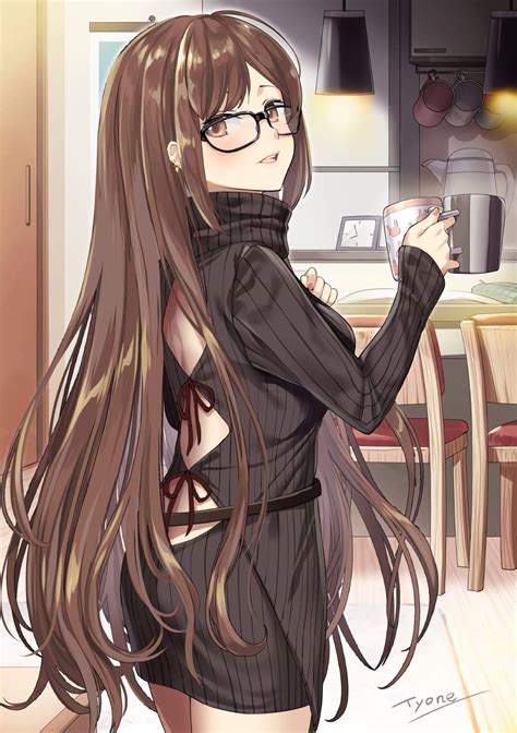 Brown Hair Cute Anime Girls With Glasses