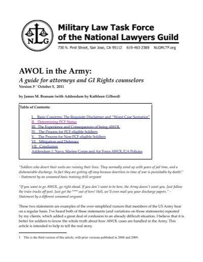 Awol In The Army Version 3 The Military Law Task Force
