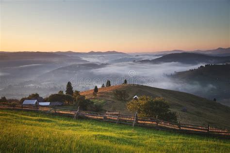 Summer Sunrise In The Carpathians Stock Image Image Of Village
