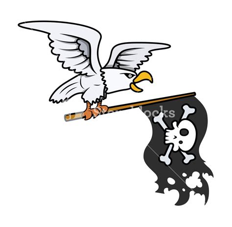 Eagle Holding Pirate Flag Vector Cartoon Illustration Royalty Free