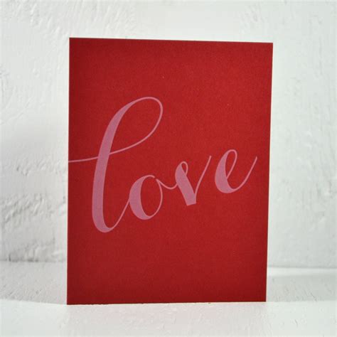 Letterpress Valentine Card Love White Ink On Red