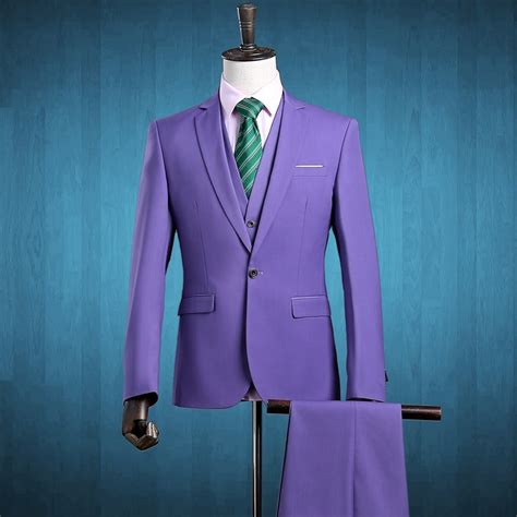 2018 Purple Three Piece Mens Suits Slim Fit One Button Formal Suits