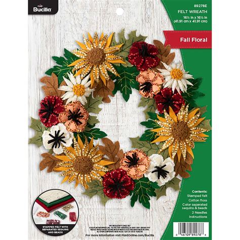 Bucilla Floral Fall Wreath Felt Applique Kit 89278e 123stitch
