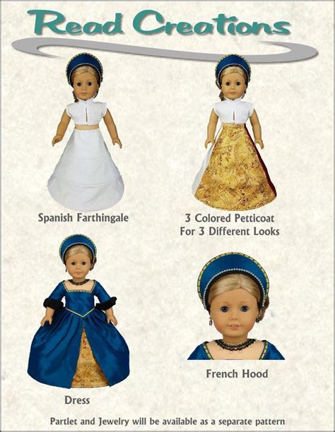 readcreations 3 looks in one tudor ensemble doll clothes pattern 18 inch dolls such as american