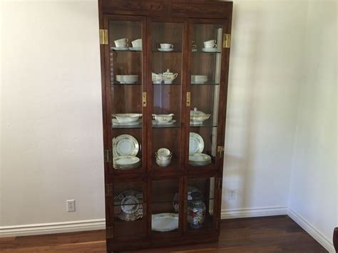 Modernize an old curio cabinet with paint. Stunning Henredon Furniture Curio Display Cabinet Lighted ...