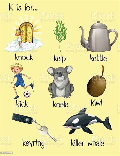 Many Words Begin With Letter K Stock Illustration Download Image Now