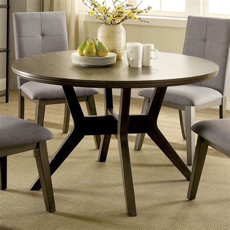 The other kitchen table design is decorated with tropical design with using wooden round table and white chair design. Furniture of America Remi Mid-Century Modern Angular Grey ...