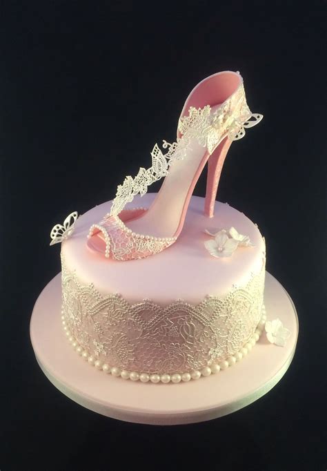 Shoe Cake Pretty Pink Shoe Birthday Cake With Cake Lace Birthday Cake Girls Novelty Cakes Cake