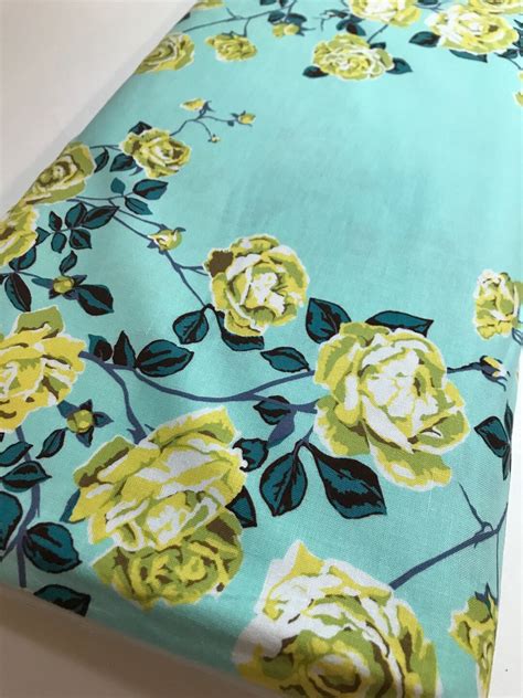 Anna Maria Horner Fabric Floral Social Climber In Ice Etsy