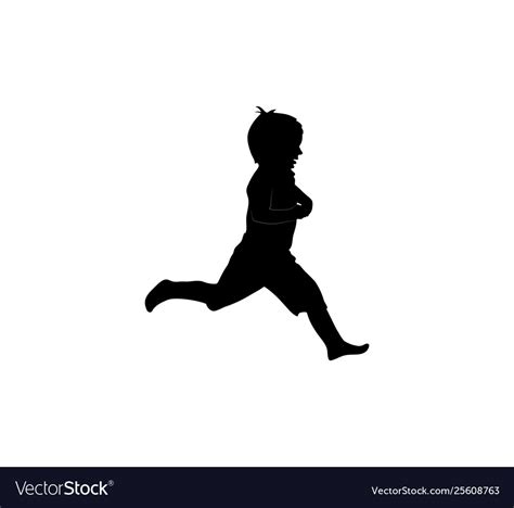 Isolated Icon Black Silhouette Running Child Vector Image