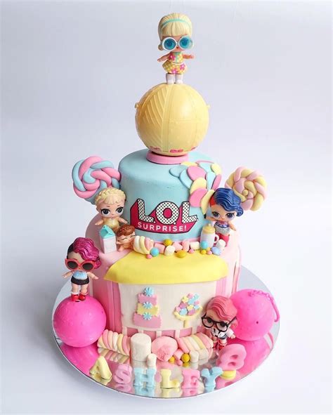 LOL surprise dolls 2 tiers cake for Ashleys birthday