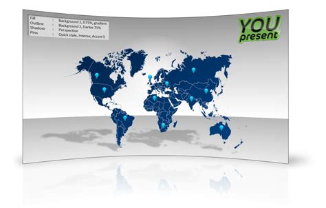 New World Map With Location Chart And Icons Flat Powerpoint Design
