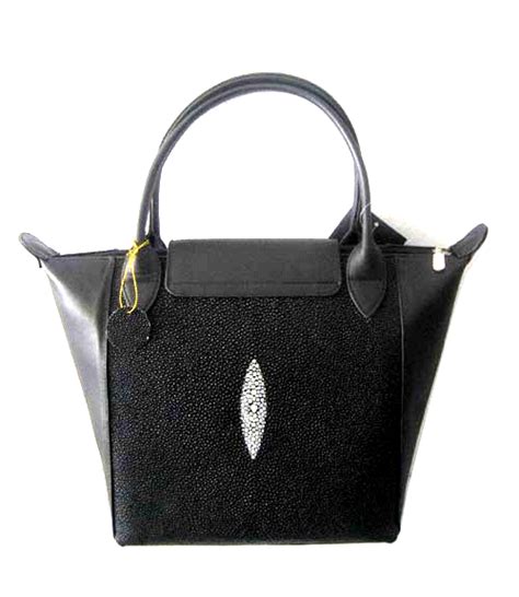 Genuine Stingray Leather Handbag In Black Stingray Skin Stw1006h