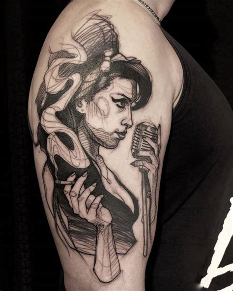 Sketch Work Style Amy Winehouse Tattoo