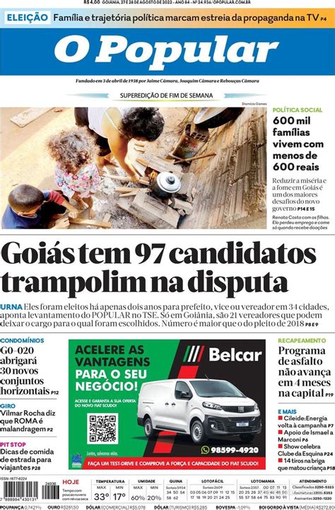 Capa O Popular Edição Sábado27 De Agosto De 2022