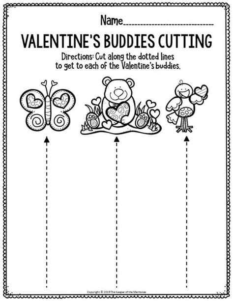Printable Fine Motor Valentines Day Preschool Worksheets Valentines