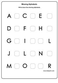 Learning English Missing Alphabets Activity Sheet,Preschool Activity