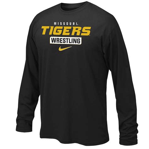 Missouri Tigers Wrestling Nike Dri Fit Legend 20 Long Sleeve Ncaa Apparel Wrestling Shirts