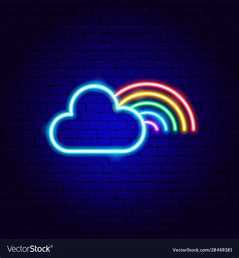 Cloud Rainbow Neon Sign Royalty Free Vector Image