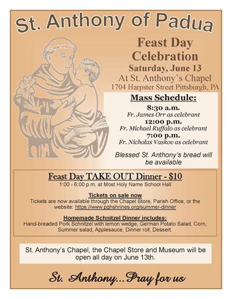 St Anthony Of Padua Feast Day Celebration Saint Anthony Chapel