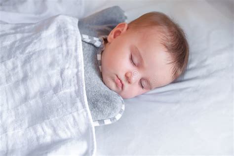 Cute Baby Sleeps In The Crib Stock Image Image Of Copy Eyes 209251833