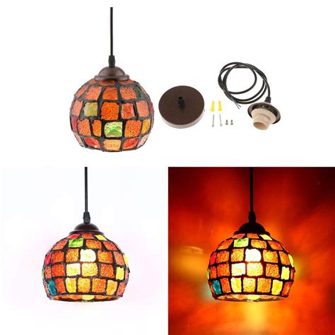 Vintage Hanging Light Shade Mosaics Pendant Ceiling Lampshade Glass Handmade Ebay