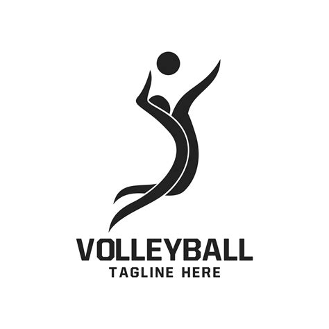 Volleyball Logo Design With Jumping Person Silhouette Icon Illustration
