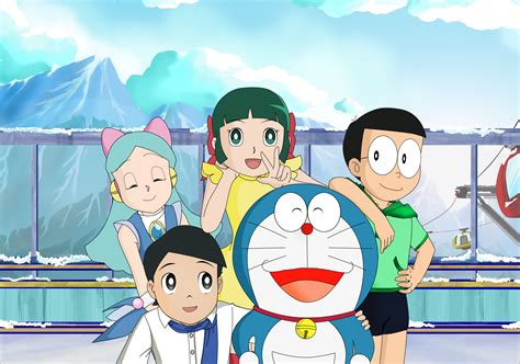 Doraemon And Friend In A Ski Trip Doraemon Wallpapers Cartoon Wallpaper Hd Doraemon