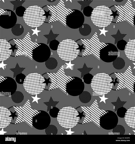 Seamless Dots Modern Pattern Gray Background Geometry Circle Star