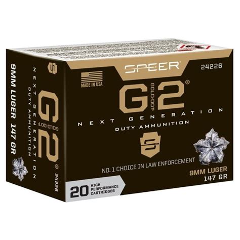 Speer Gold Dot G2 9mm Luger Ammo 147 Grain Jacketed Hollow Point 20rds