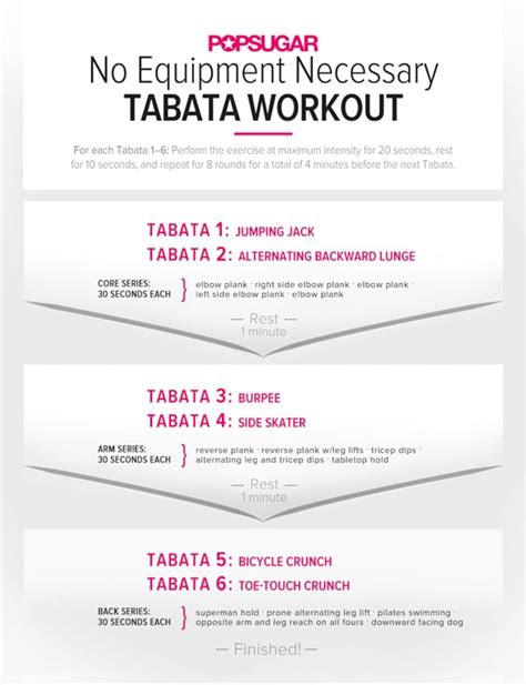 Printable Tabata Workout Popsugar Fitness Uk