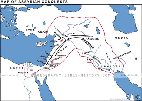 Assyrian Conquests Basic Map Dpi Year License Bible Maps And