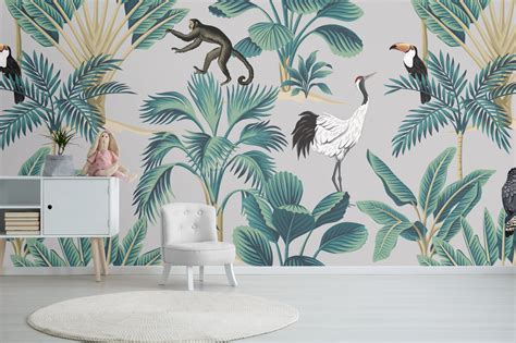 Botanical Jungle Wallpaper Mural Tropical Wallpapers Wall Murals