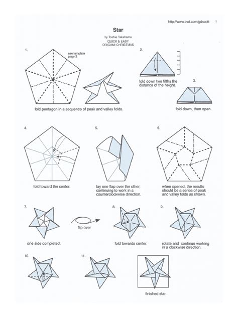Origami Five Point Star Diagram And Pentagon Template