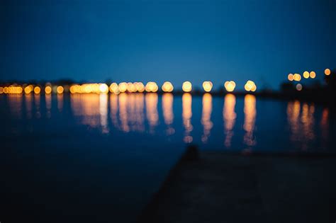 Royalty Free Photo City Lights Reflected In The Water At Night Pickpik