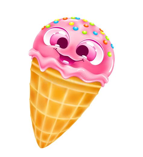 Funny Ice Cream In A Waffle Cup Stock Vector
