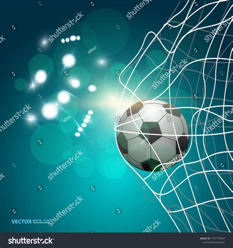 Soccer Ball Goal Net On Blue Vector De Stock Libre De Regalías