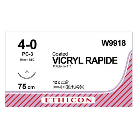 Ethicon Vicryl Rapide Sutures 40 16mm 38 Circle W9918 Ahp