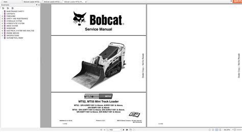 Bobcat Mini Track Loader Mt52 Mt55 Service Manuals