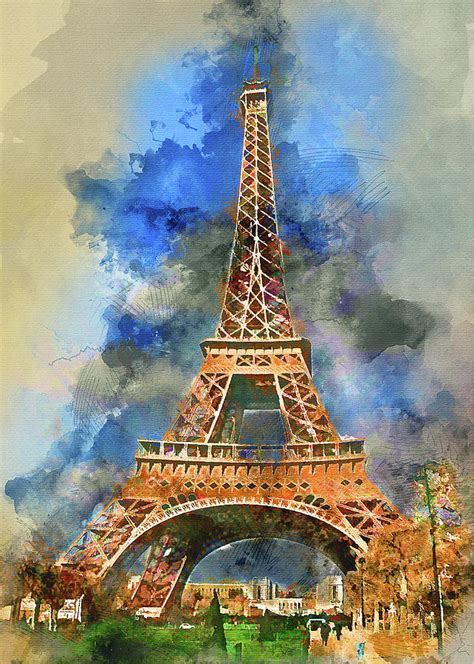 Eiffel Tower Watercolor 2 Digital Art By Yury Malkov