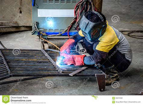 Engineer Braze Iron Body In The Workshop Stock Photo Image Of