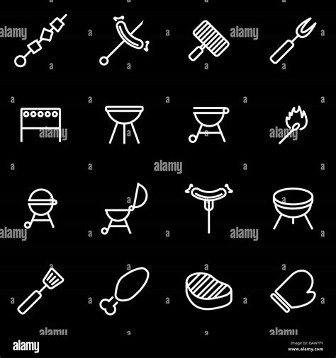 Vector Line Barbecue Icon Set Stock Vector Image And Art Alamy