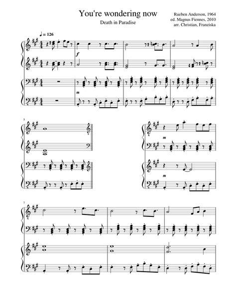 Youre Wondering Now Death In Paradise 2022 Cs Sheet Music For