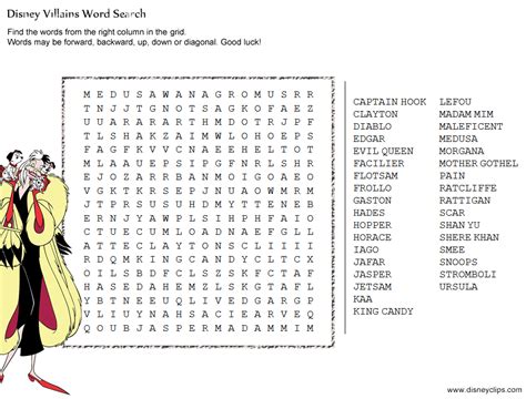 I hope you enjoy the easy printable crossword puzzles below. Disney Villains | Disney word, Disney word search, Disney villains