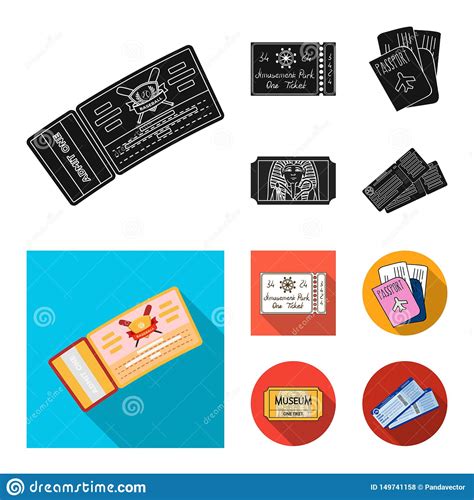 Isolated Object Of Ticket And Movie Sign. Collection Of Ticket And ...
