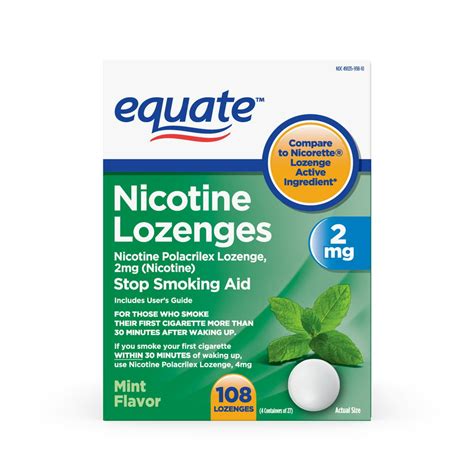 Equate Nicotine Lozenge 2 Mg Mint Flavor 108 Count