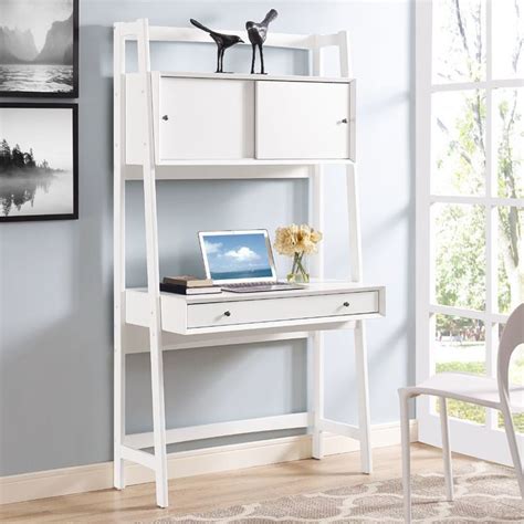 Our ladder desk is sleek and slender and takes advantage of height to sneak in a few useful shelves. Easmor Ladder Desk | Furniture, Ladder desk, Wall desk